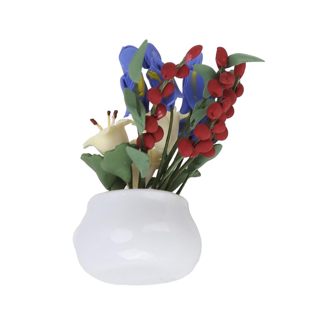 1:12 Scale Lily Flowers Miniature Doll House Potted Plants Simulation Decoration