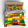 Juego de Cama con Patrón de Bloques de Construcción Juego de Cama (1 funda nórdica, 2 fundas de almohada, edredón no incluido)