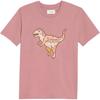 Cartoon Print Round Neck Pullover Short Sleeve T-Shirt Women Tops Pink CA695-PIN