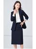 Women's Formal Mid-Length Suit Set: Black/Navy Blue Blazer for Autumn Business, Interview & Professional Wear
