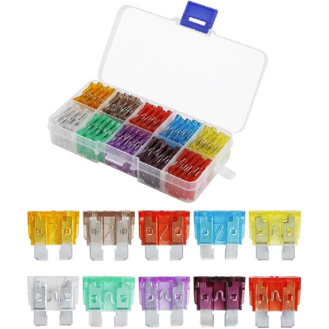 AHL 90pcs Mini Blade Fuse Assortment Auto Car Motorcycle SUV Fuses Kit 5A 7.5A 10A 15A 20A 25A 30A 35A 40A Standard 100pcs