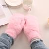 Women Mittens 1 Pair Adults Thickened Stretchy Soft Fuzzy Cozy Cold Ladies Resistant Solid Color Windproof Winter Gloves for Outdoor
