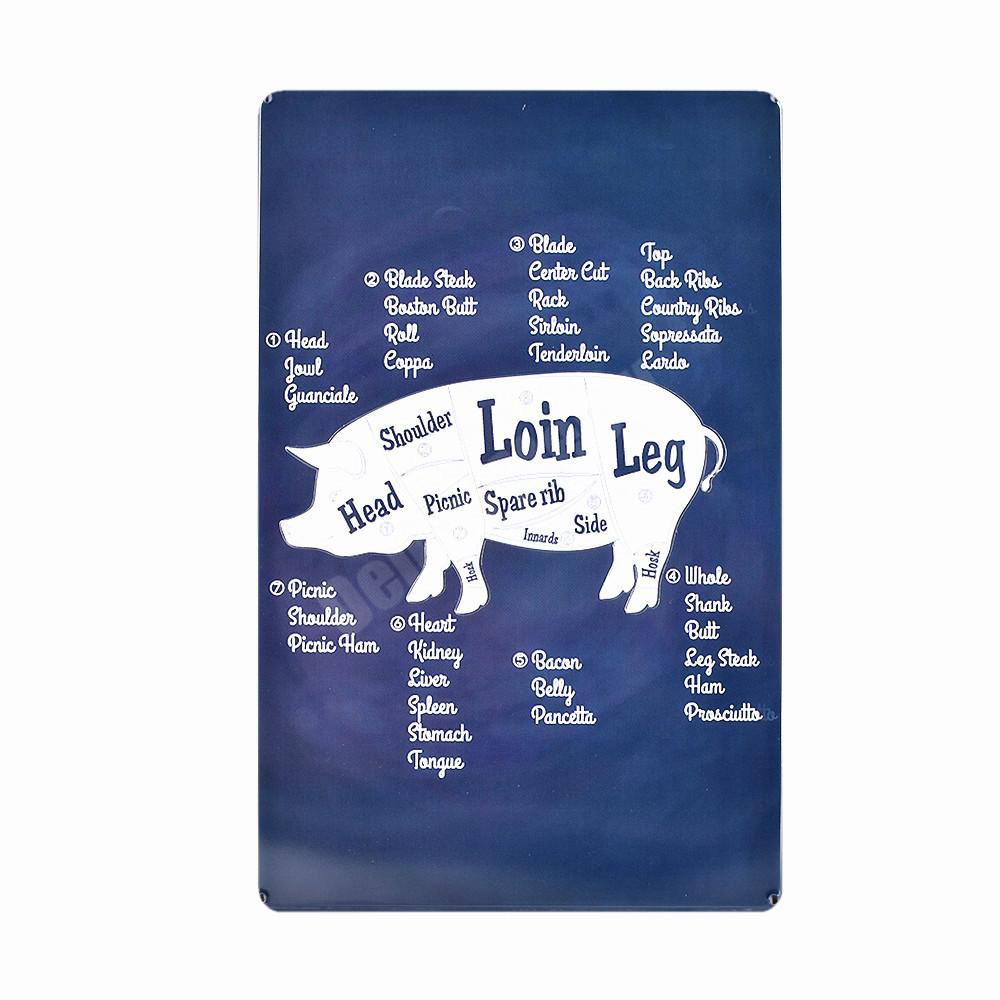 BUTCHER'S GUIDE Vintage Metall Zeichen Küche Dekorative Platten Plaque Cut Rindfleisch Pferd Huhn Schwein Poster Ente Wand Aufkleber N265