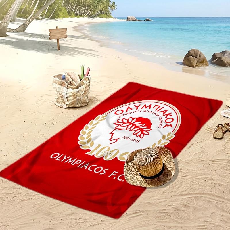 Olympiacos FC Bedrucktes Strandtuch Schnelltrocknend Weiches Handtuch Tragbare Große Rechteckige Stranddecke für Reisen Schwimmbad