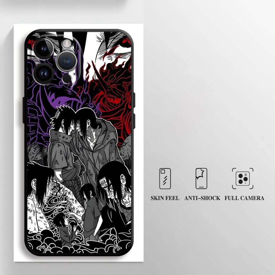 

Case for iPhone 7 8 13 12 11 Pro Max XS Max 15 16 14 Plus XR Black Soft Phone Cover Anime Man Itachi iPhone XS Max