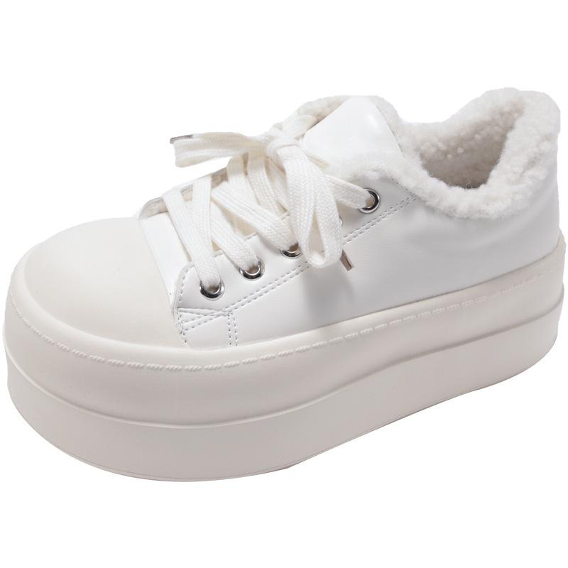Thick-soled Big-headed Shoes Women's New Winter Sports Shoes Fashionable Warm and Heightening Casual Board Shoes