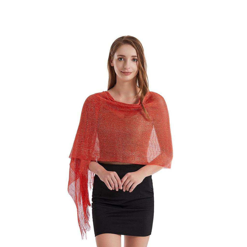 Sciarpa/Stola con Filo d'Oro/Argento Europea e Americana per Donna, Decorazione per Abito da Ballo, Festa, Abito da Sera e Qipao