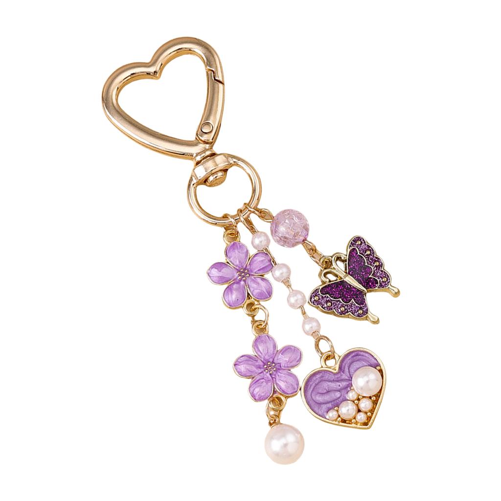 Elegant Floral Letter Keychain for Handbags Backpacks and Keys Sturdy Alloy Enamel Letter Charm Jewelry Accessory