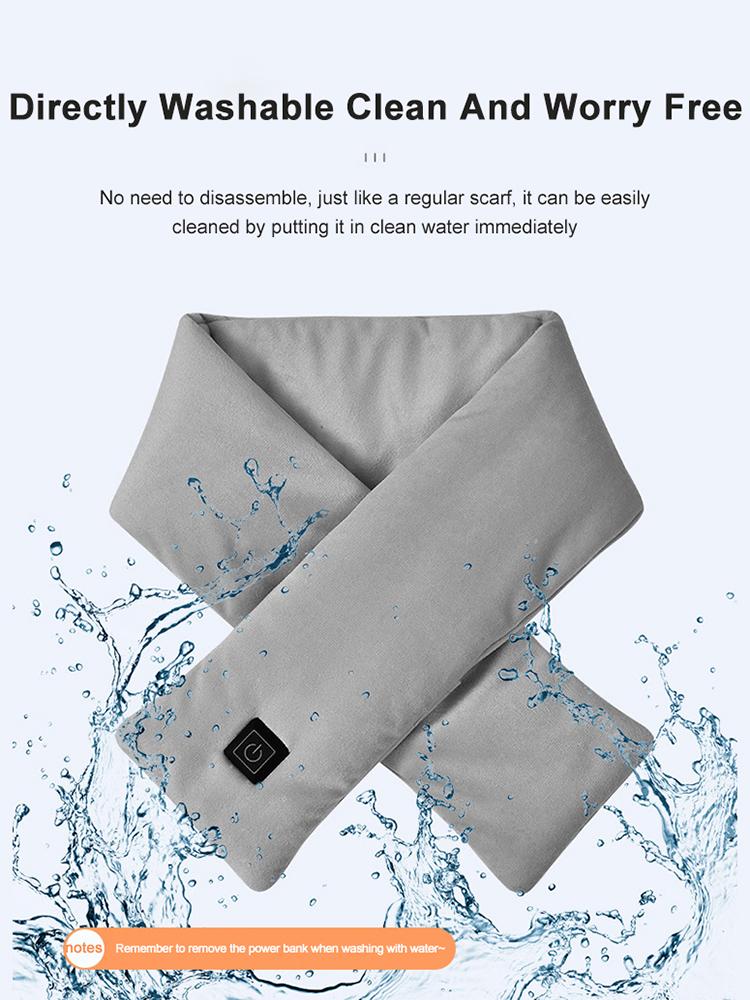 Electric Heated Scarf USB Charging Neck Heating Pad Cold-Proof Thermal Neck Wrap Warmer Washable for Outdoor Camping Hiking