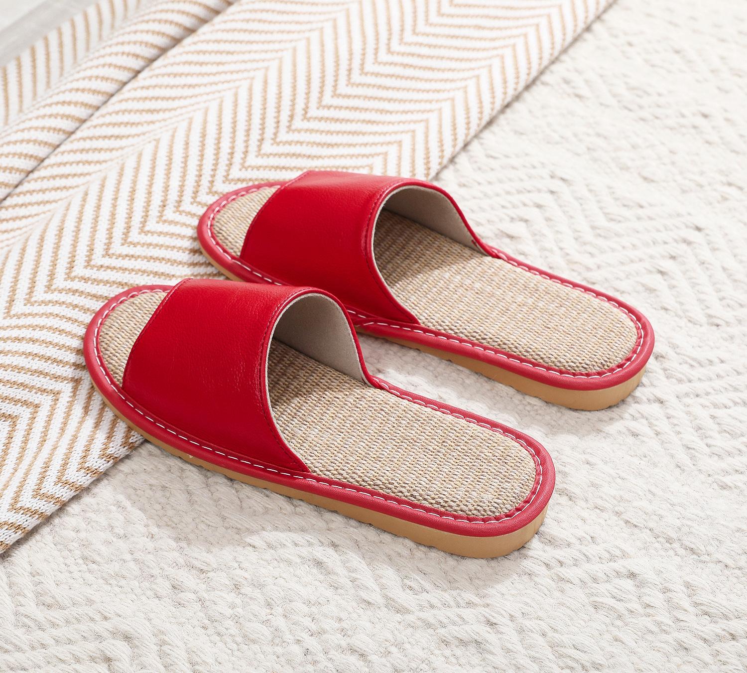 

Модные льняные тапочки для пар, женские, мужские, домашние, плоские сандалии-слайды, на четыре сезона, нескользящие, мягкие, дышащие, уютные, легкие 33-34 ярко-красный