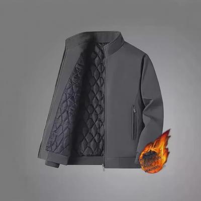 Große, verdickte Samtjacke mit Stehkragen für Herren – Trendiger Dad-Mantel für Herbst und Winter