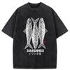 T-shirt Unisex Larga Stampa Pesce Salato Cartone Animato Manica Corta Oversize Design Moda Estiva Top Casual Harajuku