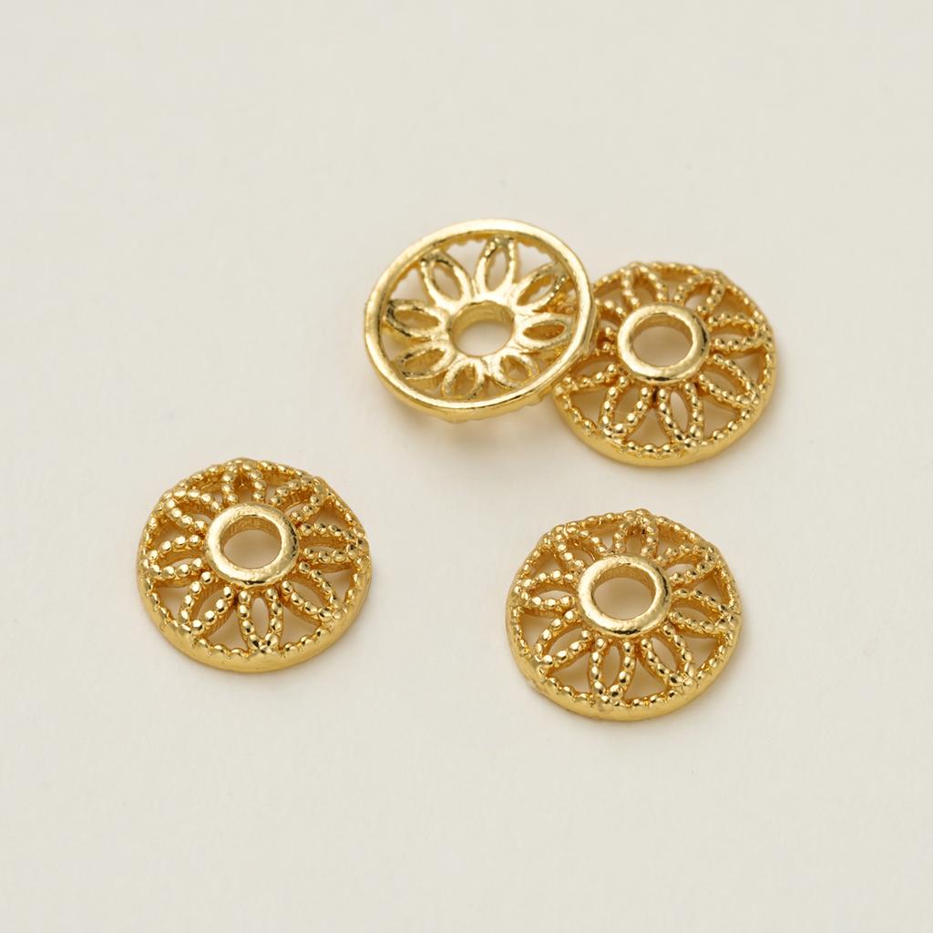 10Piece/Pack 14/18K Gold Color Plated Flower shape Beads Caps for DIY Necklace Bracelets Jewelry Making Accessories