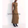 Spring New Women's Clothing Fashion Style Silm Ruched Decorative Stand Collar Sleeveless Midi Skirt Dress 4772305