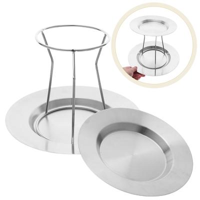 1 Set Seafood Display Stand Double Layer 23.8Cm 17.9Cm Stainless Steel Serving Platter For Oysters Shrimp Crab Cake Dessert