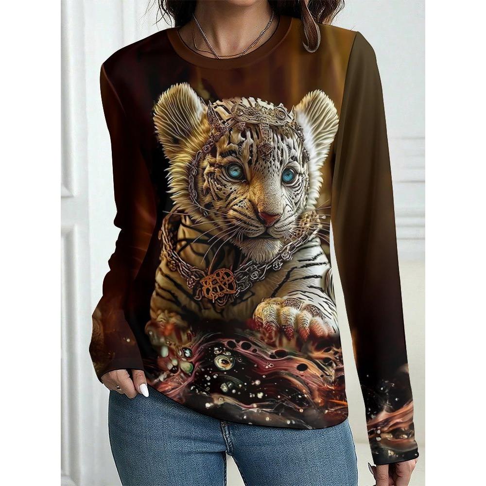 Autumn Leopard Print Long Sleeve T-Shirt Women's Casual T-shirts Fashion Oversized Tops Tees Streetwear Female Clothing