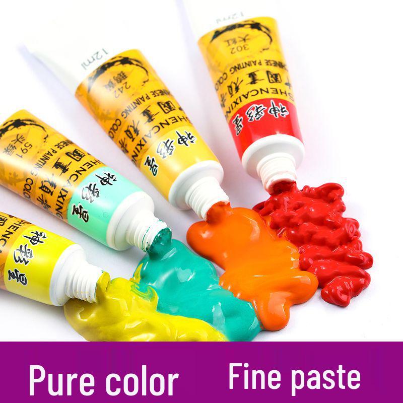 Chinesische Malpigmente & Werkzeuge Set - 12, 18, 24 Farben für Schüler & Anfänger Kunst