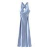 Jnleaog Autumn New Women's Clothing Fashion French Style Design Easiest for Match Silk Satin Texture Midi Skirt Dress
