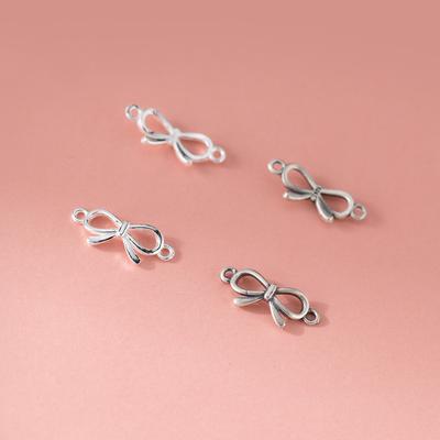 925 Sterling Silver Bow Connector Charms for Bracelet Making Pendant