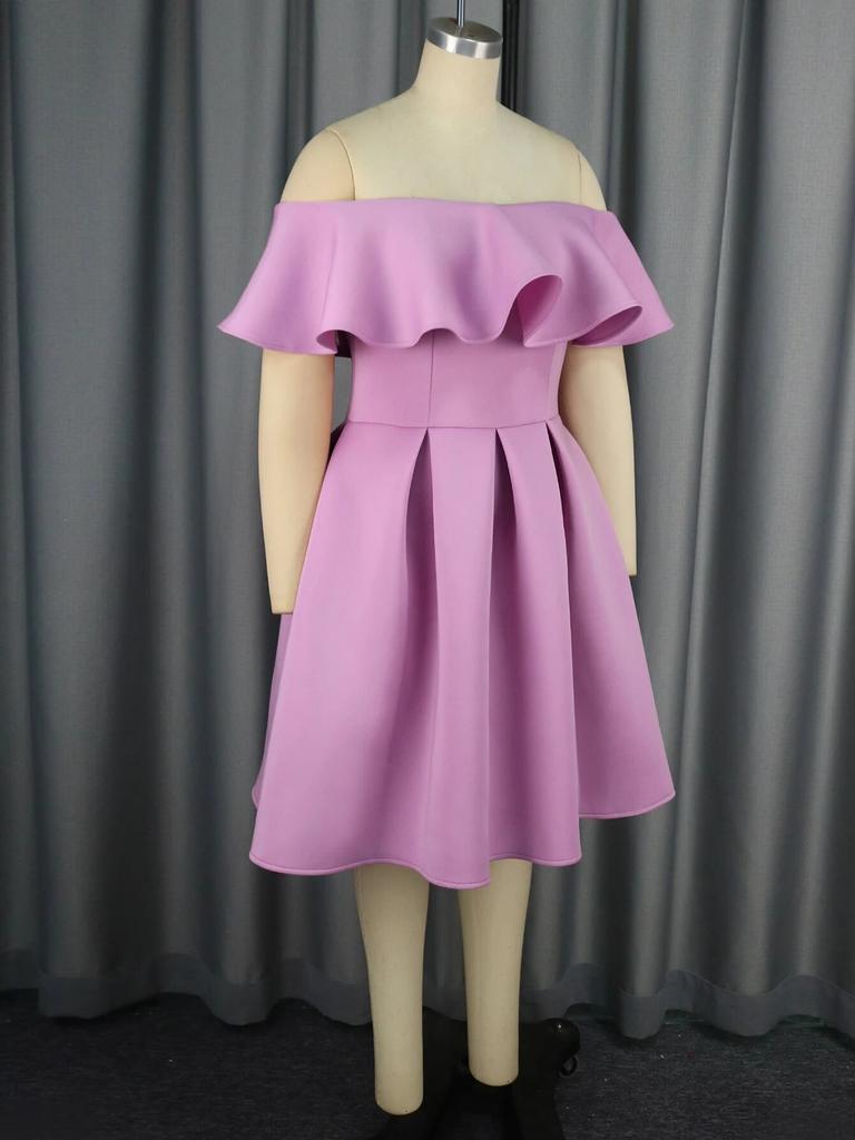 AOMEI Lavender Ball Gowns Dress Women Slash Neck Ruffles Sleevless Empire A Line Pleated Evening Cocktail Event Occasion Outfits