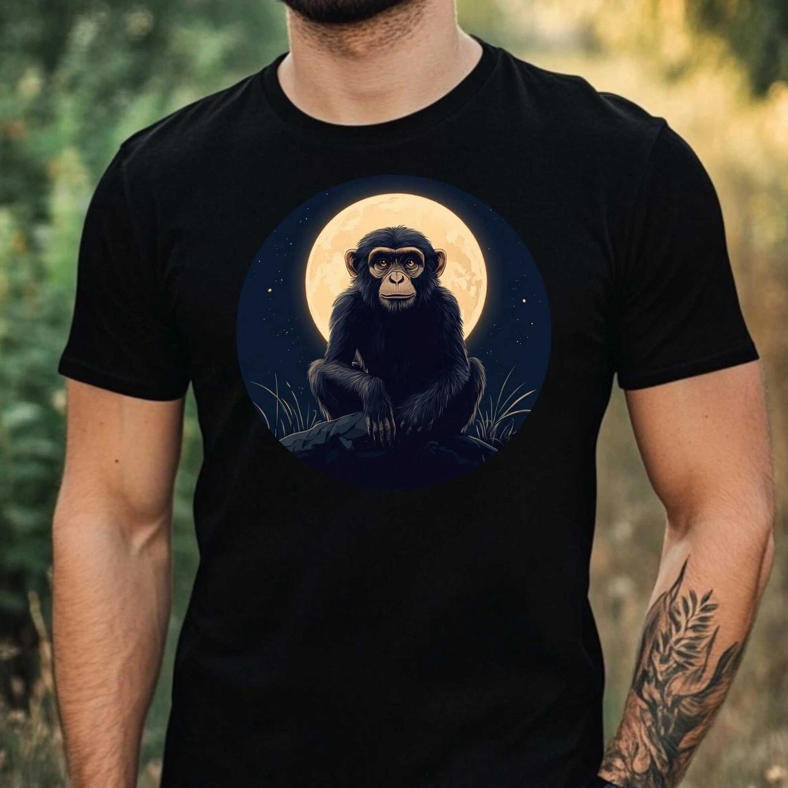 T-Shirt Herren Affe im Mondlicht Motiv Baumwolle Größe XS bis 5XL XXXXL