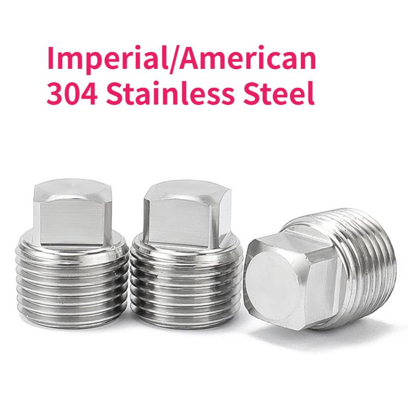 1 unidad 1/8" 1/4" 3/8" 1/2" 3/4" 1" 1-1/4" 1-1/2" 2" Pt Npt Macho Acero Inoxidable 304 Tapa Tapón de Extremo Cuadrado Accesorio de Tubería