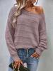 2026 Autumn/Winter Women's European Style Loose Knit Hollow Sweater - Round Neck, Long Sleeve, Casual Pullover