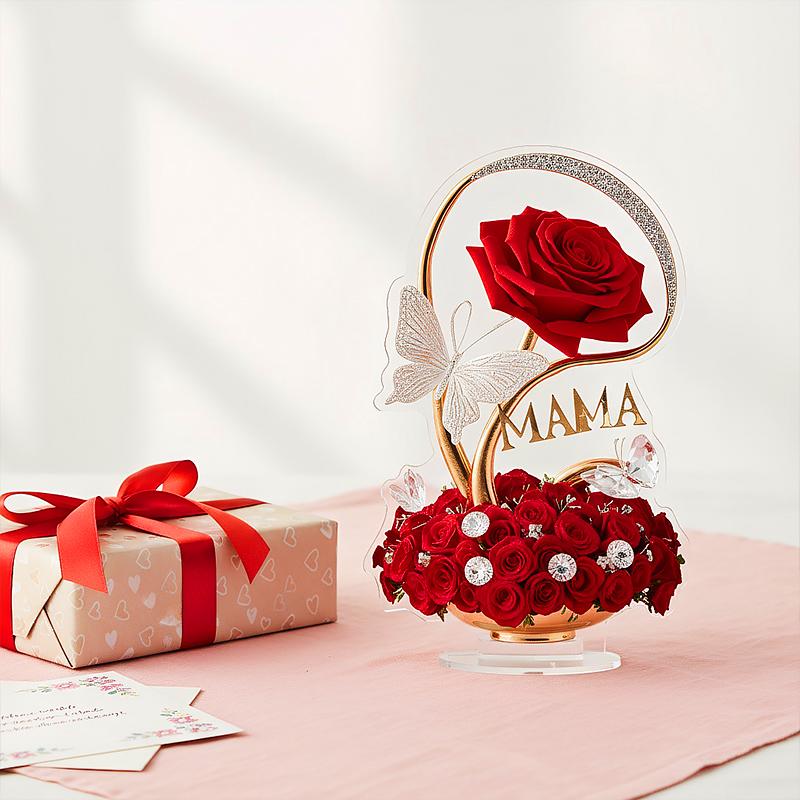 1Set Delicate Patterns Warm Atmosphere 2D Flat Mother's Day Ornament Living Rooms Acrylic Decorative Grateful Holiday Gifts