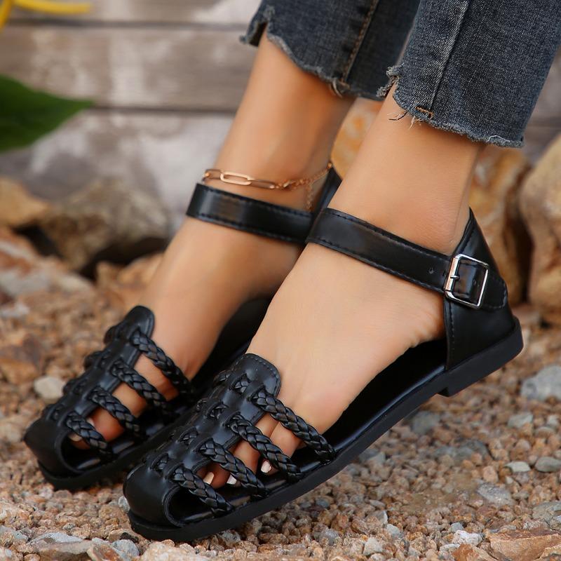 Women Sandals Summer Fashion Outdoor Beach Casual Comfortable Women's Shoes Leather Buckle Designer Flat with Ladies Sandals
