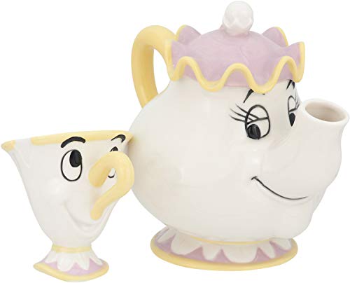 Sunart Disney "Beauty and the Beast" Mrs. Potts and Chip Tea Set (Teapot and Teacup Set in Box) Tea Pot Beauty and the Beast Goods Figurine Disney Int