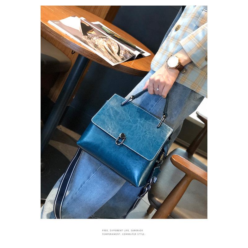 Genuine Leather Shell Bag for Women, Top Grain Oil Wax Cowhide Shoulder Purse, 2026 New Minimalist Clutch, Soft Texture Crossbody Bag, Vintage Style