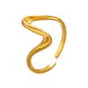 Offener Ring für Damen, verstellbar, Edelstahl, unregelmäßige Linienform, poliert, einfarbig, glatt, rostfrei, für den Alltag, Party, Abschlussball, Fingerschmuck