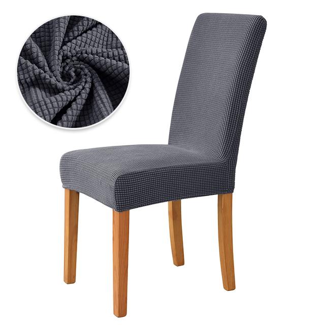 Stuhlhussen aus Fleece für die Küche, kariert, dehnbar, rutschfest, Sitzbezug für Esszimmerstühle, Schutz für Zuhause, Dekoration