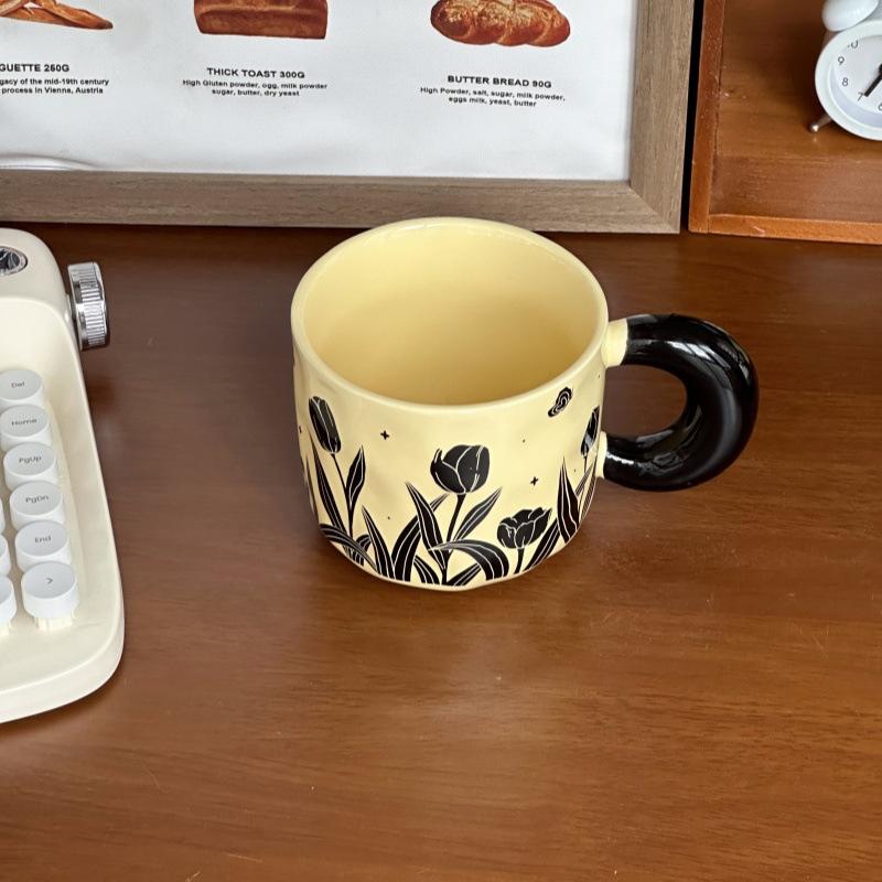 

Premium flower mug for girls niche birthday gift girlfriend souvenir ceramic cup gift box 401-500ml