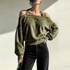 Women's Velvet Off-Shoulder Long Sleeve Loose Sleeve Casual Sweatshirt