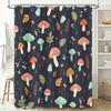 Vintage-Inspired Bathroom Decor With A Whimsical Mushroom Pattern Navy Blue Shower Curtain Set For Home Accents In Various Sizes