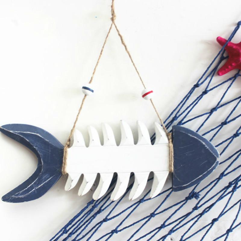 1 PC Mediterranean Wood Fish Bone Fishbone Welcome To Hang In The Wall of The Ornaments Wall Decoration