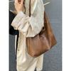 Large capacity retro underarm bag women's new autumn and winter shoulder bag Maillard brown commuter tote bag
