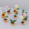 Crocheted Wool Flowers in Pots - Everlasting Indoor Ornaments for Car or Home