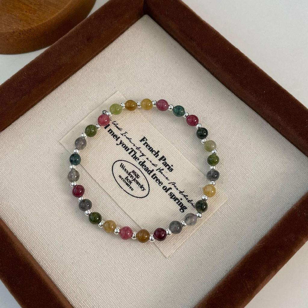 S925 Sterlingsilber Jade & Turmalin Perlenarmband Halskette - Damen High-End Leichter Luxus Design