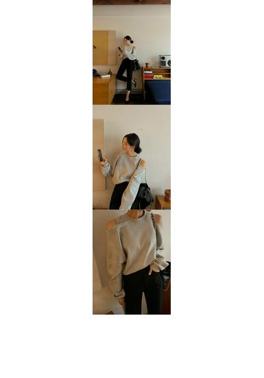 Korean Chic Off-Shoulder Loose Pullover Hoodie - Long Sleeve, Solid Color