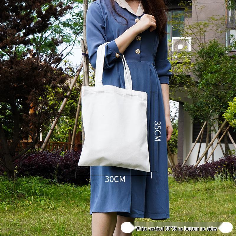 Customizable White Canvas Tote Bag with High-End Feel