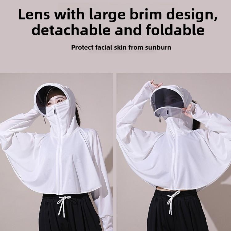 Women's Summer UV Protection Sunscreen Shirt Ice Silk Breathable Thin Sun Cover For Cycling