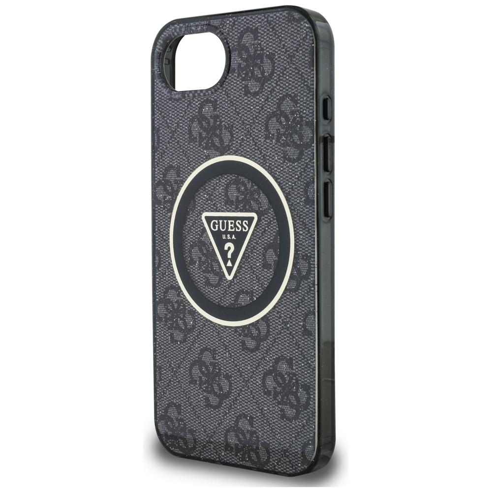 Etui Guess Iml Metal Glitter 4G Circle   Triangle Magsafe Do Iphone 16E Czarny