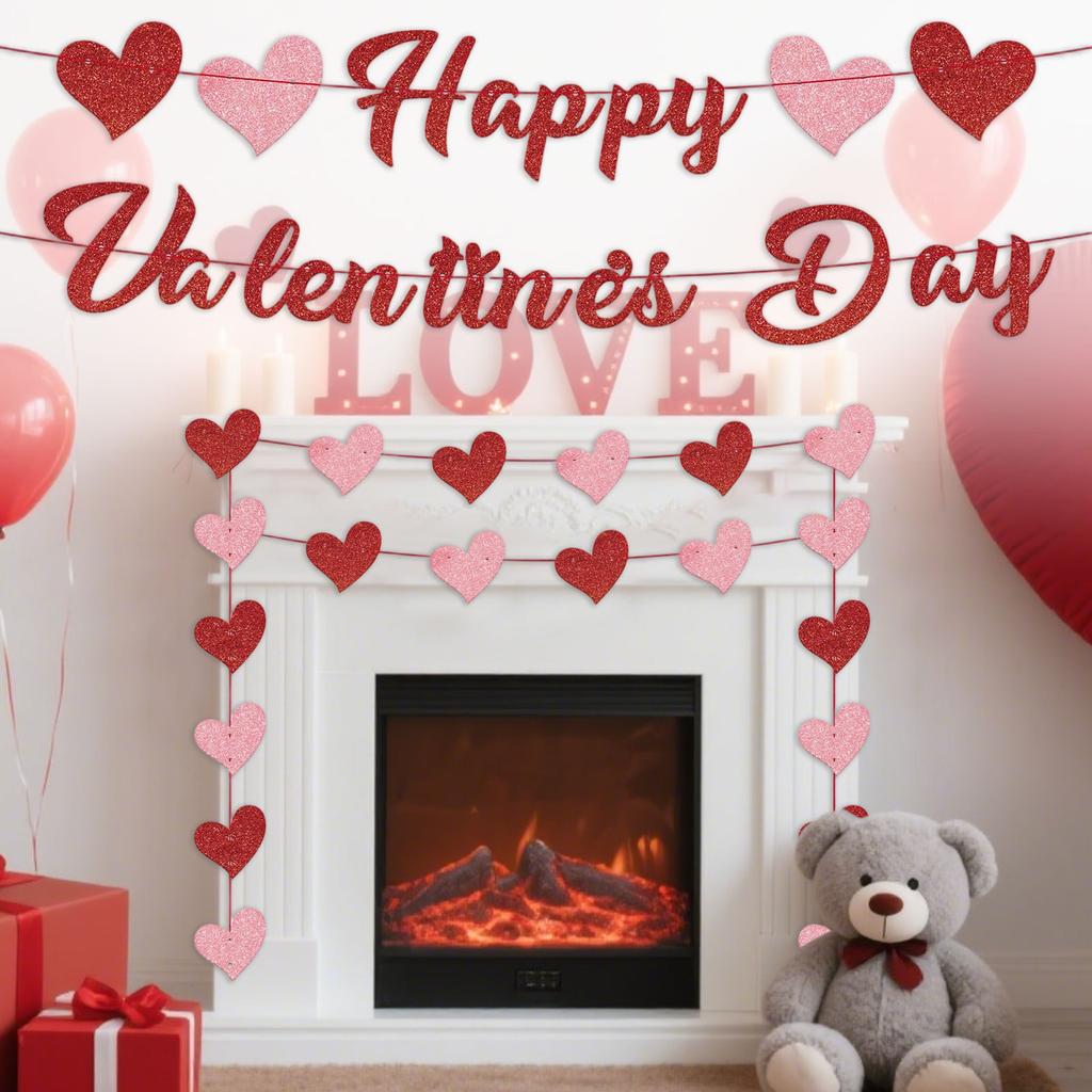 Valentine's Day Heart,shaped Banner Party Decorations Valentine's Day Garland Banners Proposal Decorations