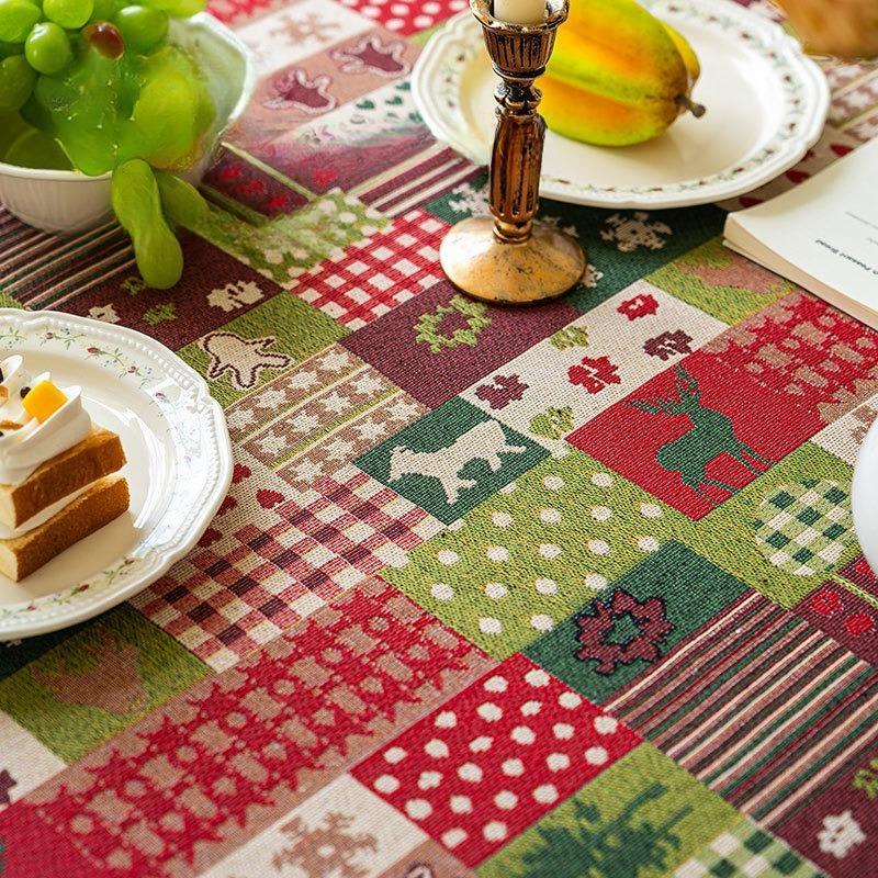 Christmas Table Cloth Red Atmosphere Decoration Light Luxury High-end Rectangular Dining Table Cloth Dustproof Beautification