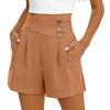 Women High Waist Loose Fit Casual Shorts with Pockets and Button Detail Soft Fabric Comfortable Wide Leg Design