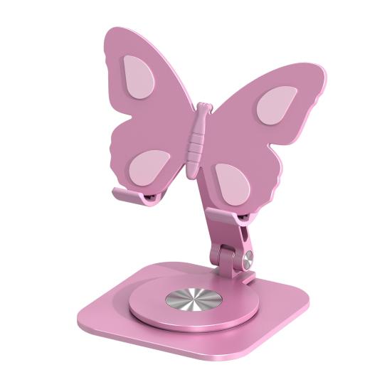 Mobile Phone Holder 360 Degrees Rotating Aluminum Alloy Desktop Stand Multi-Angle Adjustable Butterfly