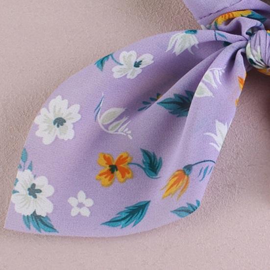 Hair Band Floral Print Bunny Ears Shape Elastic Hair Tie No Irritating Scalp Hair Rope Versatile Hair