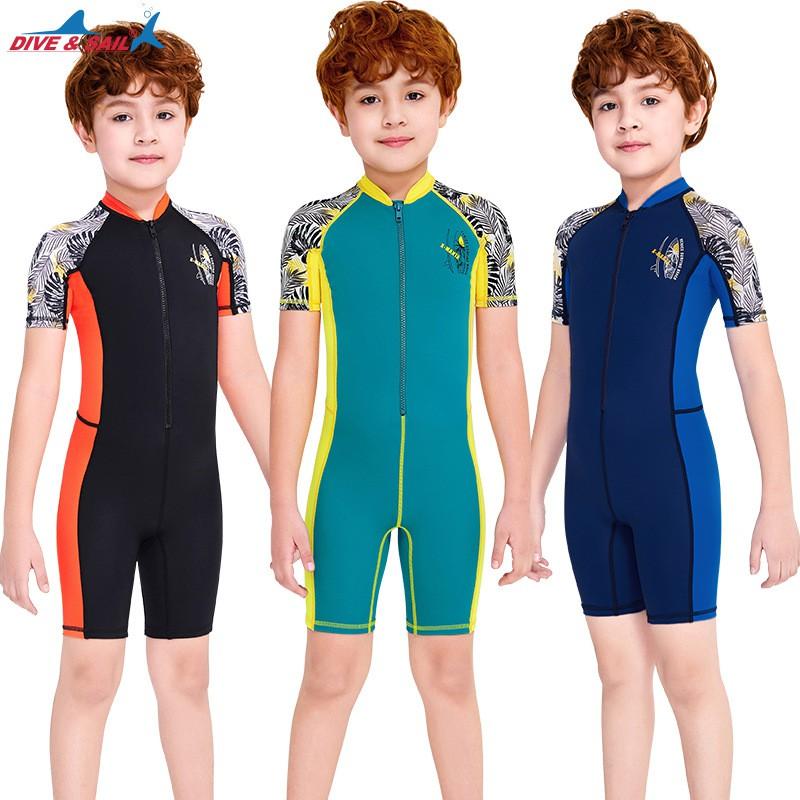 Children's Swimsuit Boys One-piece Short-sleeved Swimming Trunks Sun-proof Quick-drying Breathable Comfortable Snorkeling Surfing